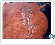 collection 2 strass+cut steel+pearls on reliefed napa
